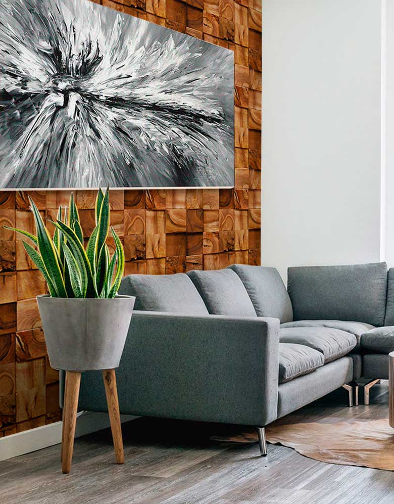 Papel de Parede Adesivo Madeira Quadriculada Cubos 3D