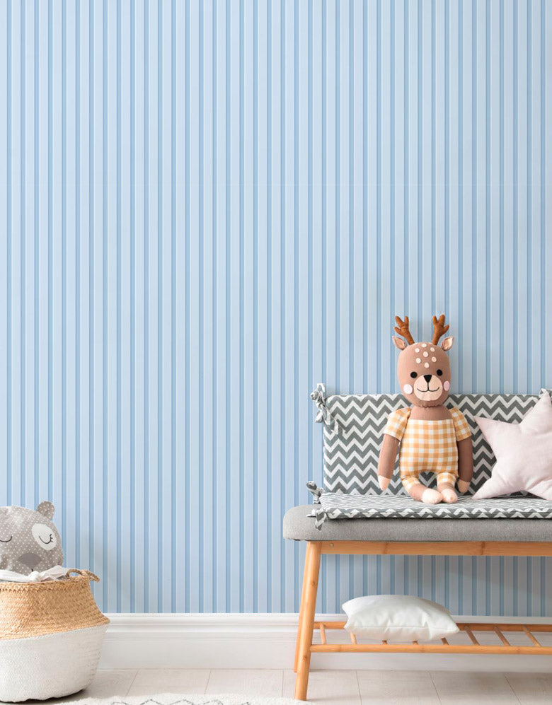 Papel de Parede Adesivo Madeira Ripada Azul Bebê