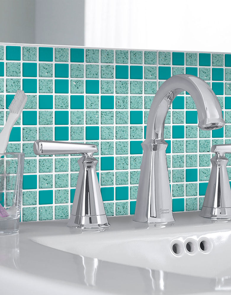 Papel de Parede Adesivo Pastilhas Turquesa Strong