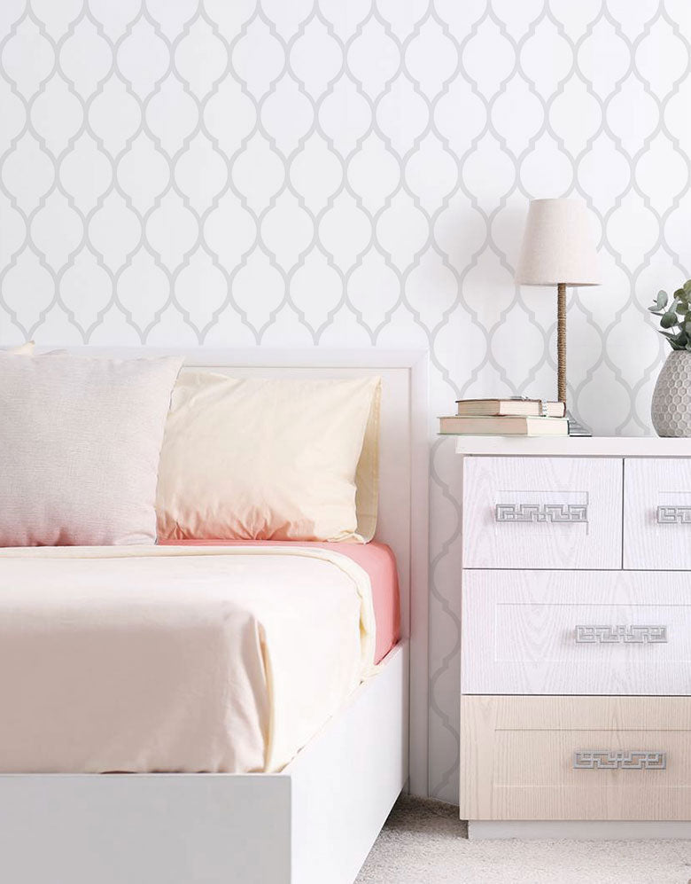 KIT DE 3 ROLOS - 2,50m x 50cm - Papel De Parede Adesivo Geométrico Branco