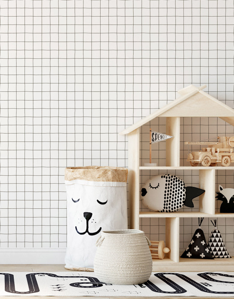 KIT DE 8 ROLOS - 1,50m x 50cm - Papel de Parede Adesivo Quadrados Tortos