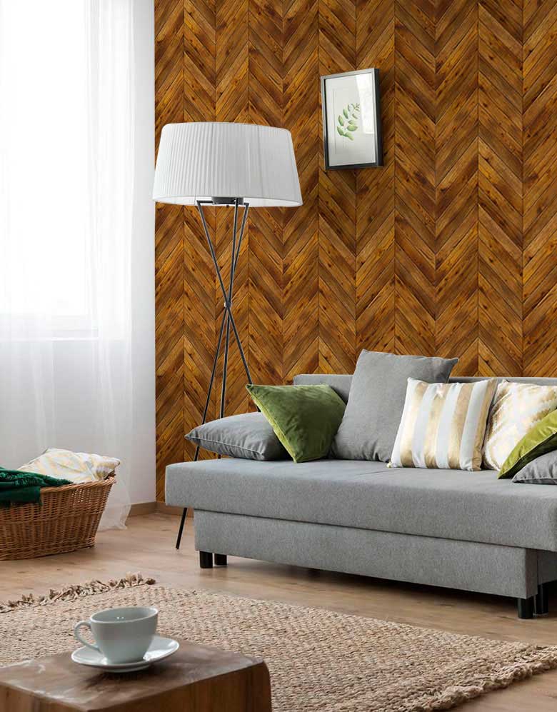 KIT DE 3 ROLOS - 3,00m x 50cm - Papel de Parede Adesivo Tacos Madeira Cedro