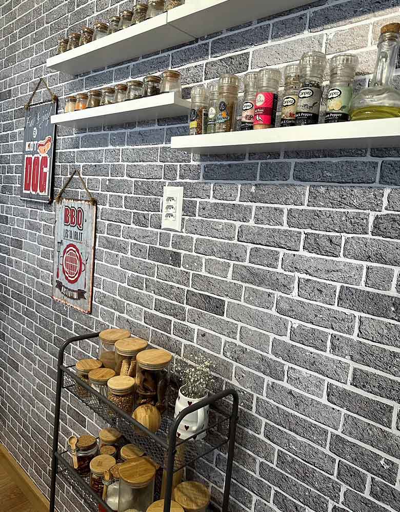 Papel de Parede Adesivo Tijolinho Cinza