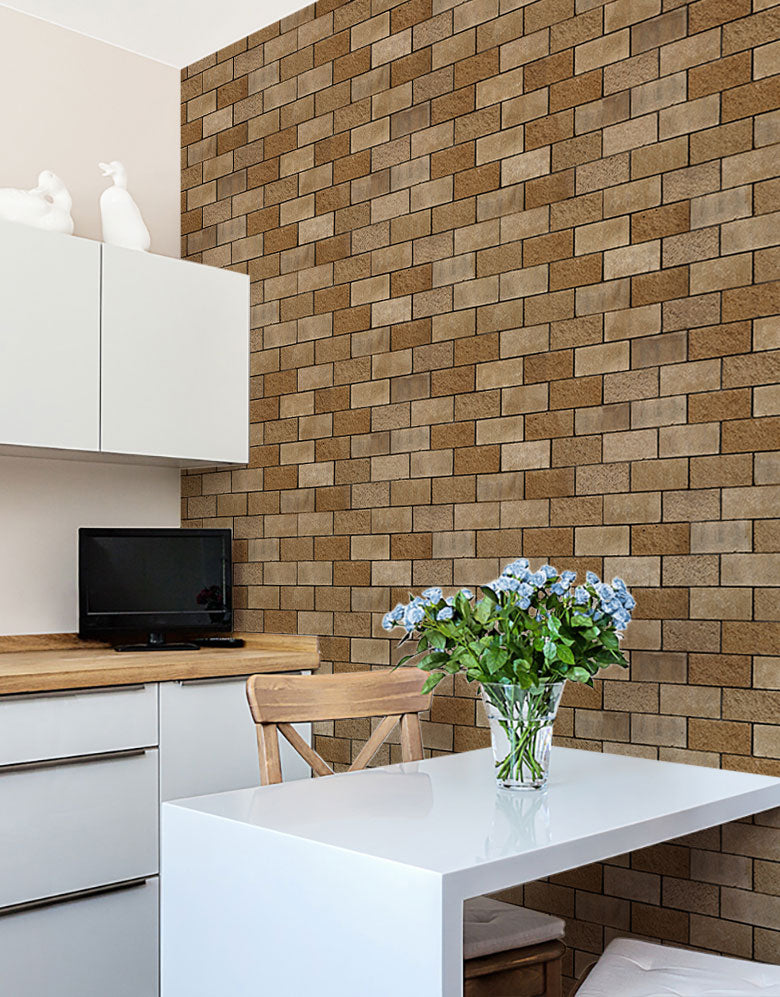 Papel de Parede Adesivo Tijolinho Areia