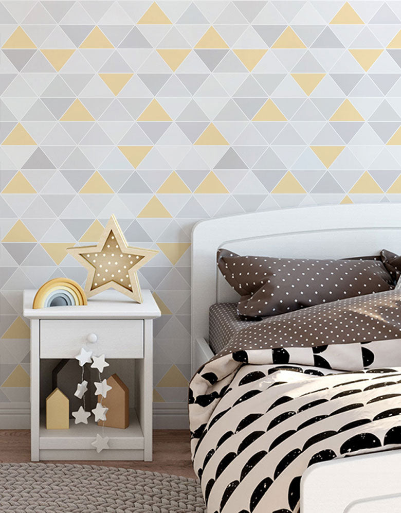 Papel de Parede Adesivo Triângulo Amarelo Canarinho