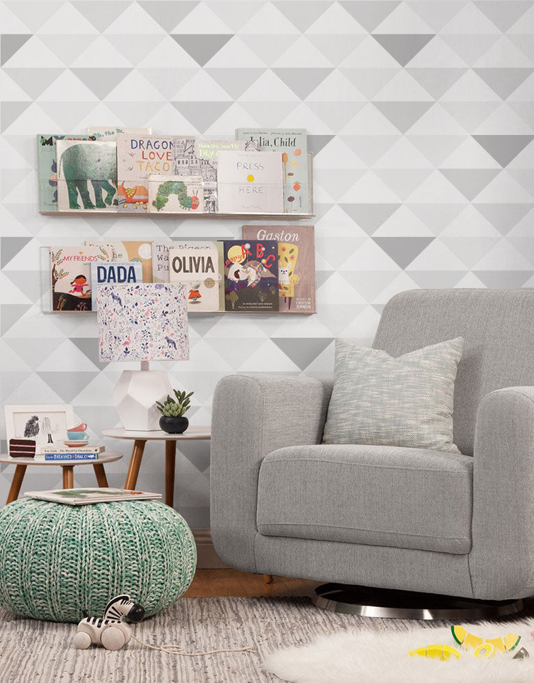 Papel de Parede Adesivo Triângulo Cinza