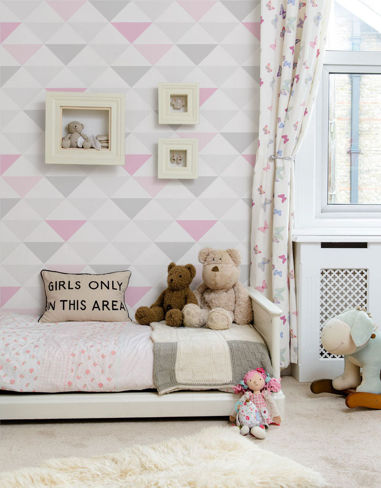 Papel de Parede Adesivo Triângulo Rosa