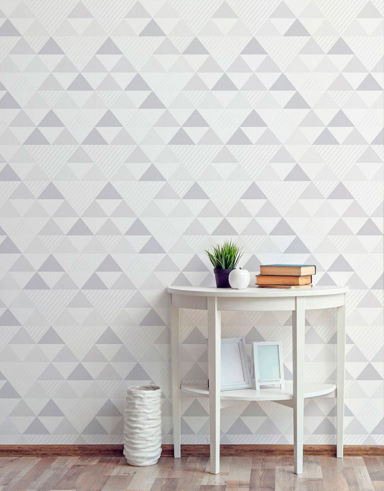 Papel de Parede Adesivo Triângulos Cinza