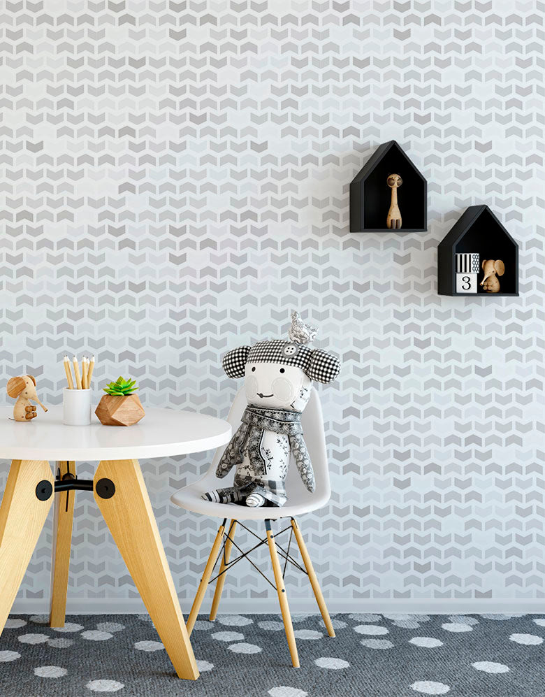 Papel de Parede Adesivo Zigzag Cinza