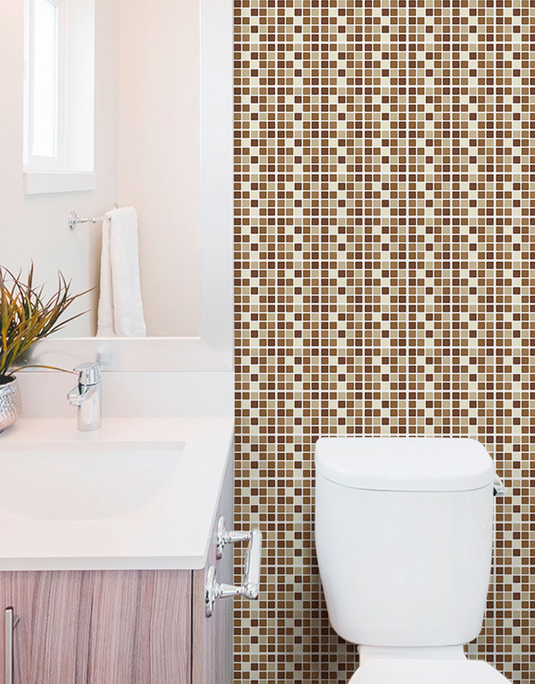 Papel de Parede Adesivo Pastilhas Marrom