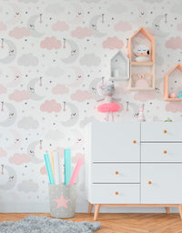 KIT DE 7 ROLOS - 2,50m x 50cm - Papel de Parede Céu Estrelado Menina