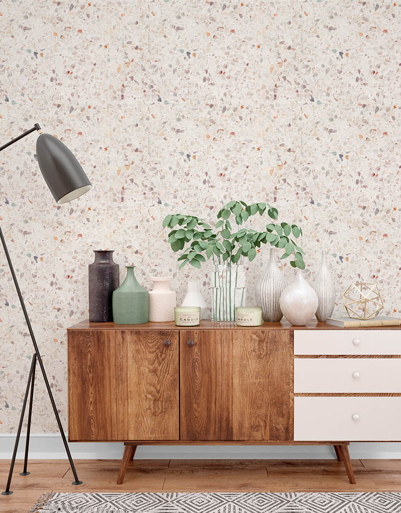 Papel de Parede Adesivo Granilite Boho Com película para áreas molhadas 1,00x0,50m