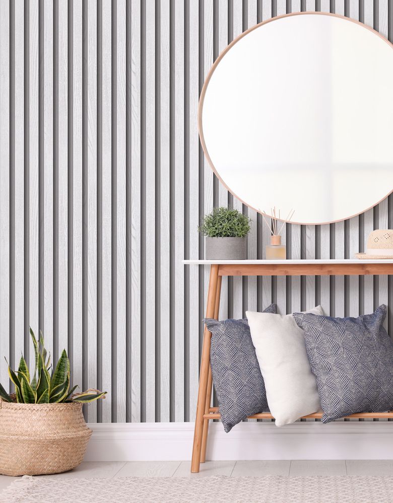 Papel de Parede Madeira Ripada Fina Vanilla