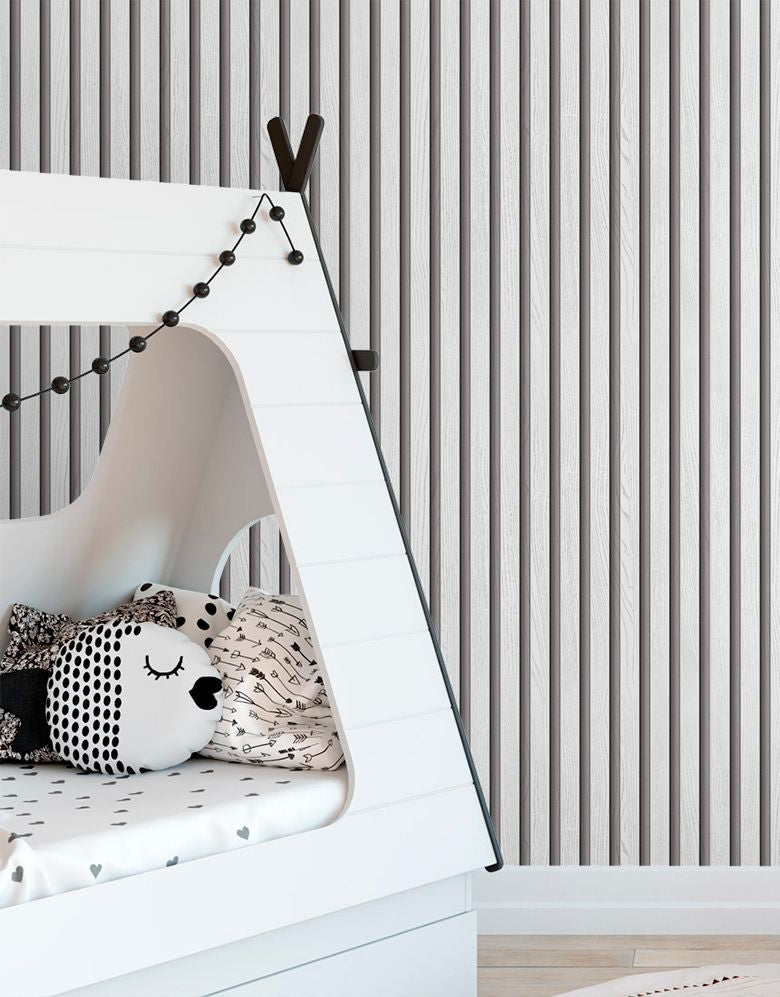 Papel de Parede Madeira Ripada Fina Vanilla