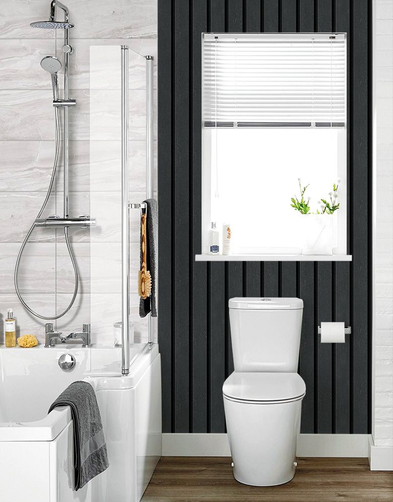 Papel de Parede Madeira Ripada Larga Grafito