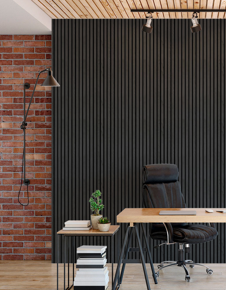 Papel de Parede Madeira Ripada Preta