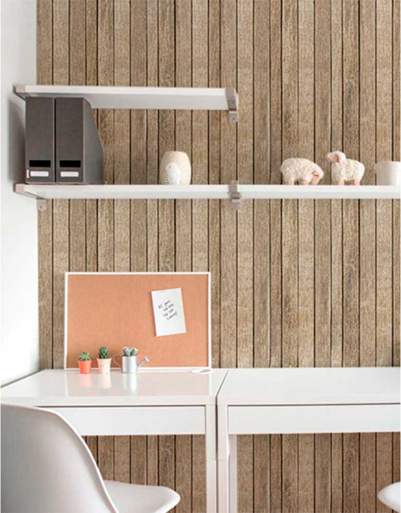 KIT DE 8 ROLOS - 2,50m x 50cm - Papel de Parede Madeira Tacos Ripados