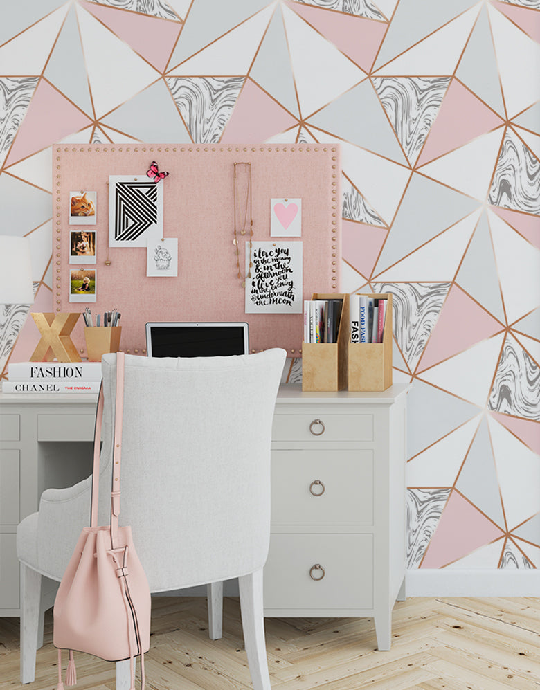 Papel de Parede Zara Mármore Rose Gold