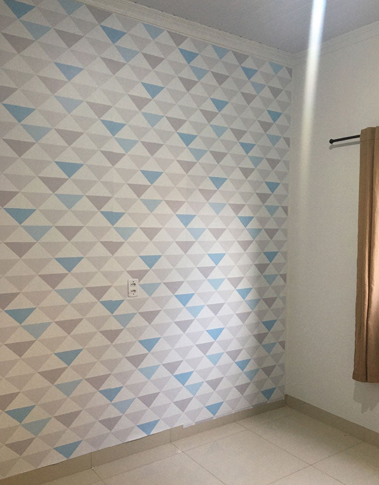 Papel De Parede Adesivo Triângulo Azul Bebê