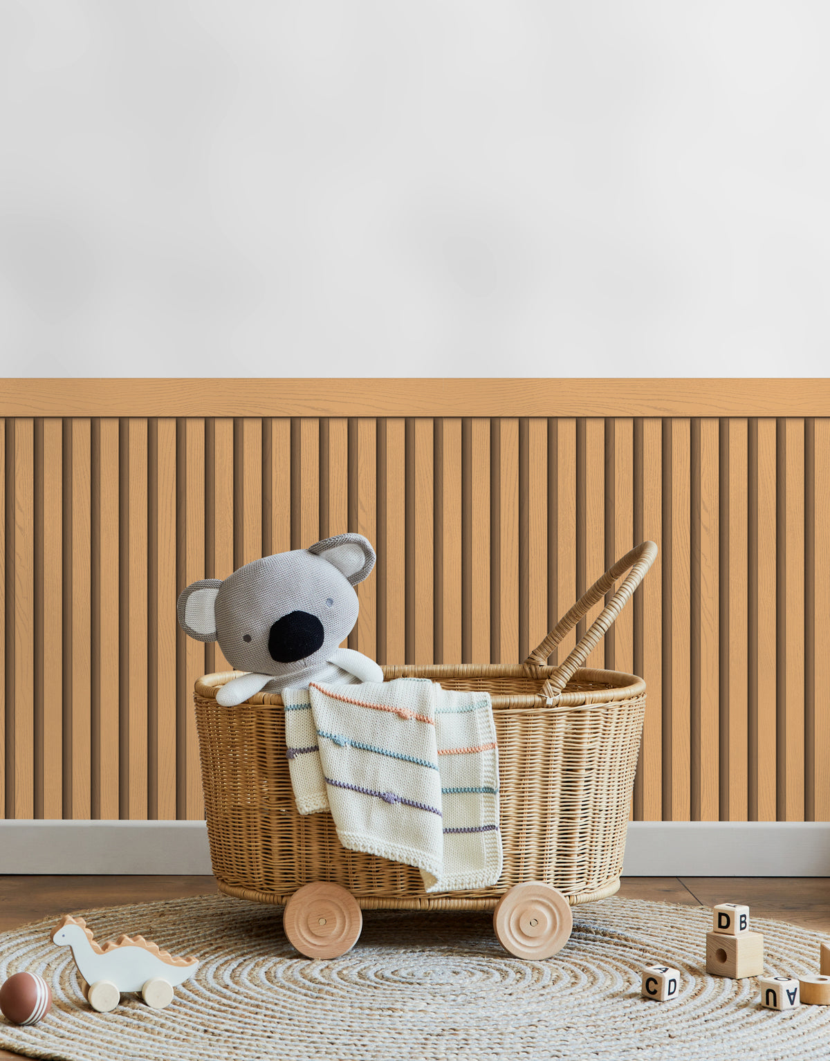 Papel de Parede Adesivo Meia Parede Ripado Pêssego