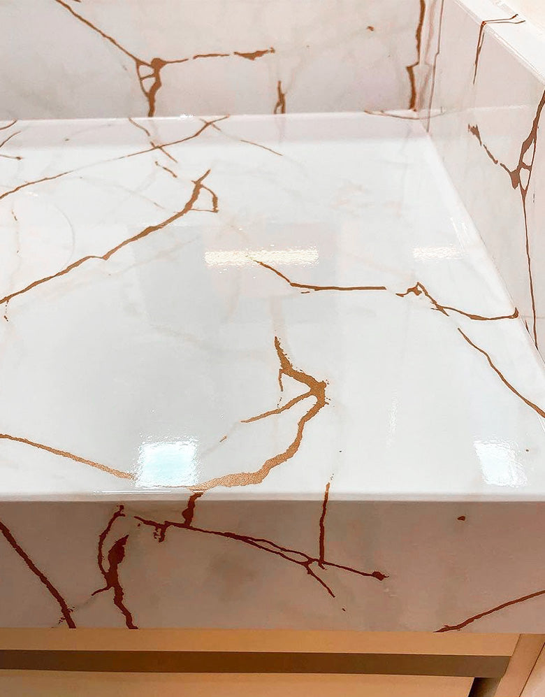 Adesivo para Mesa Mármore Calacatta Oro Brilho