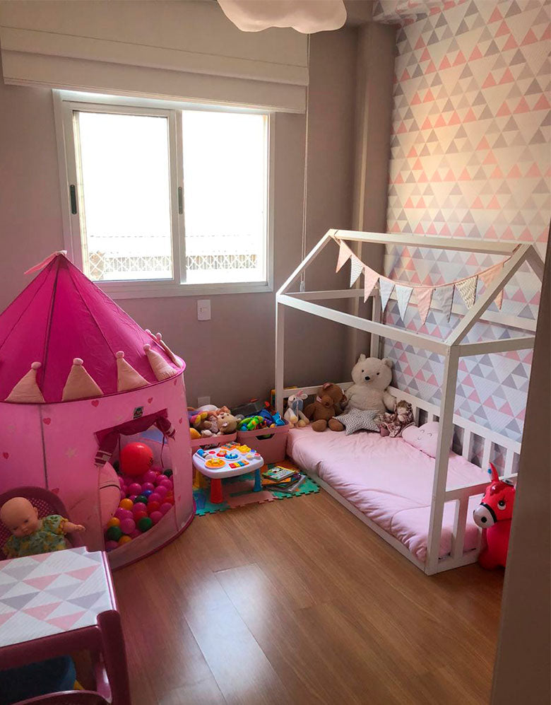 Papel de Parede Adesivo Triângulos Rosa