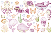 Adesivo de Parede Fundo do Mar Rosa Aquarela