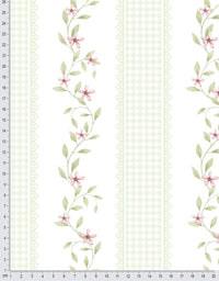 Papel de Parede Adesivo Ramo Floral Listrado Verde