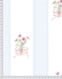 Papel de Parede Adesivo Buquê de Flor Listrado Azul