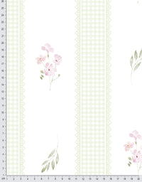 Papel de Parede Adesivo Floral Listrado Verde Provençal