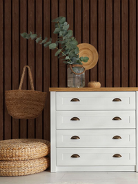 KIT DE 3 ROLOS - 2,50m x 50cm - Papel de Parede Madeira Ripada Larga Chocolate