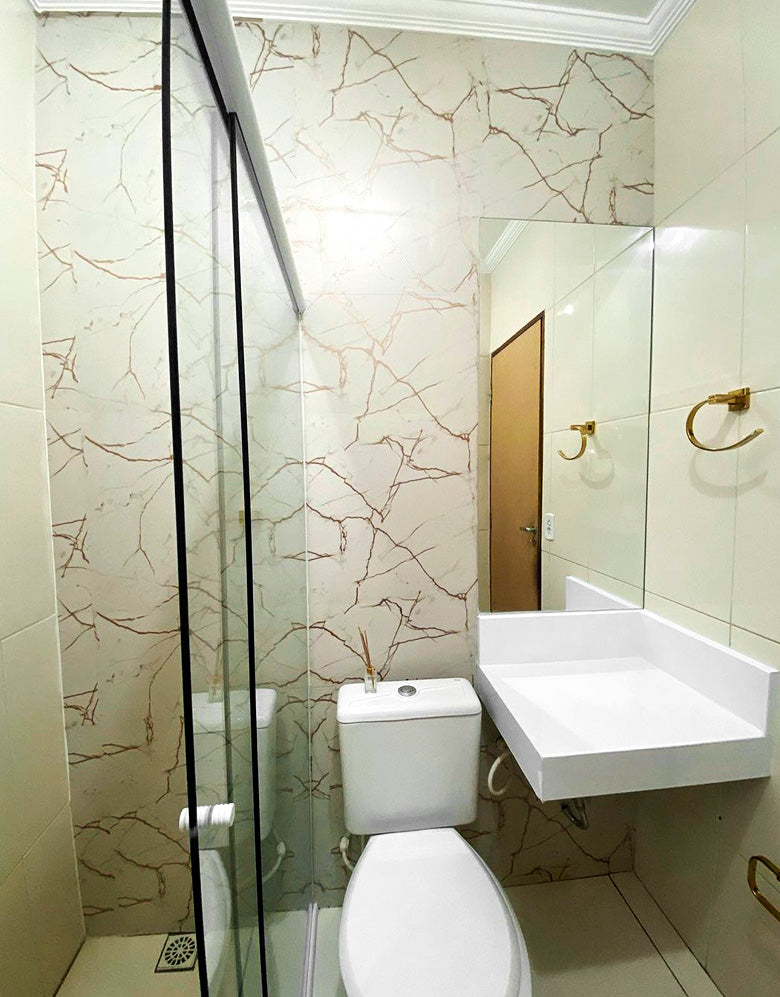 Adesivo para Chão Mármore Crema Marfil Fosco