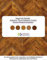 KIT DE 4 ROLOS - 3,00m x 50cm - Papel de Parede Adesivo Tacos Madeira Cedro
