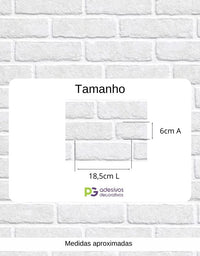 KIT DE 6 ROLOS - 1,50m x 50cm - Papel De Parede Adesivo Tijolinho Branco Milão