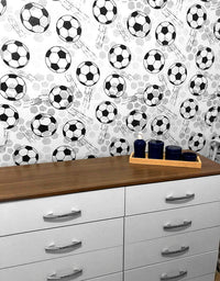 KIT DE 4 ROLOS - 3,00m x 50cm - Papel de Parede Adesivo Bolas de Futebol