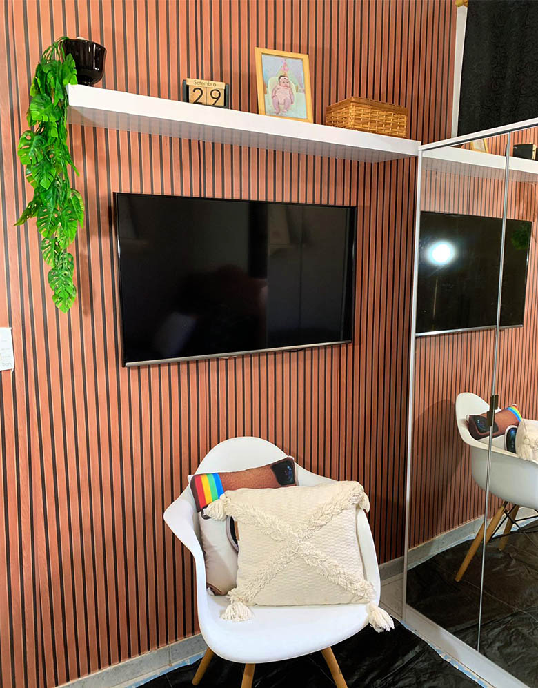 Papel de Parede Ripas de Madeira Cerejeira