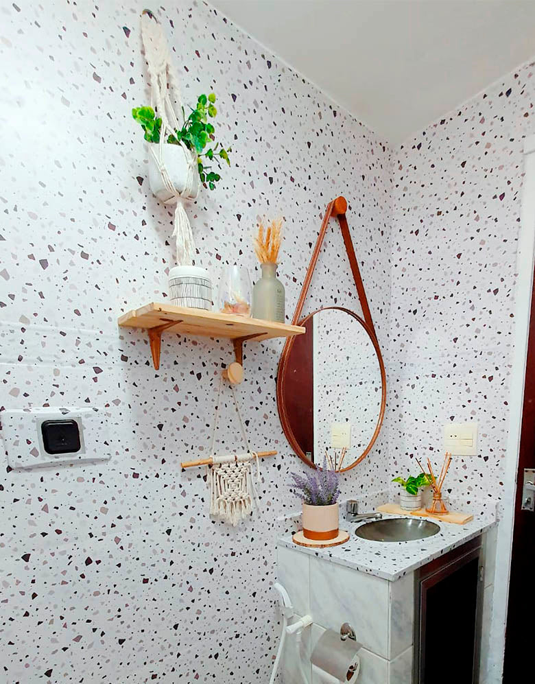 KIT DE 5 ROLOS - 1,50m x 50cm - Papel de Parede Granilite Âmbar