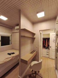 Papel de Parede Xadrez Grid Rosa Bebê
