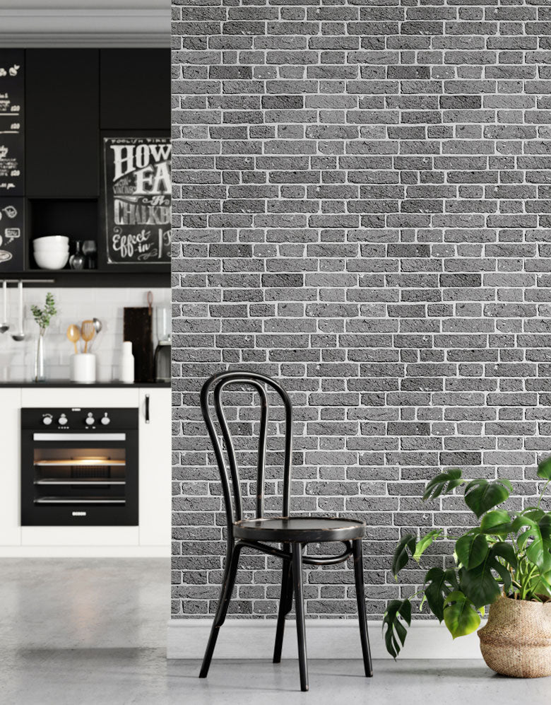 Papel de Parede Adesivo Tijolinho Cinza