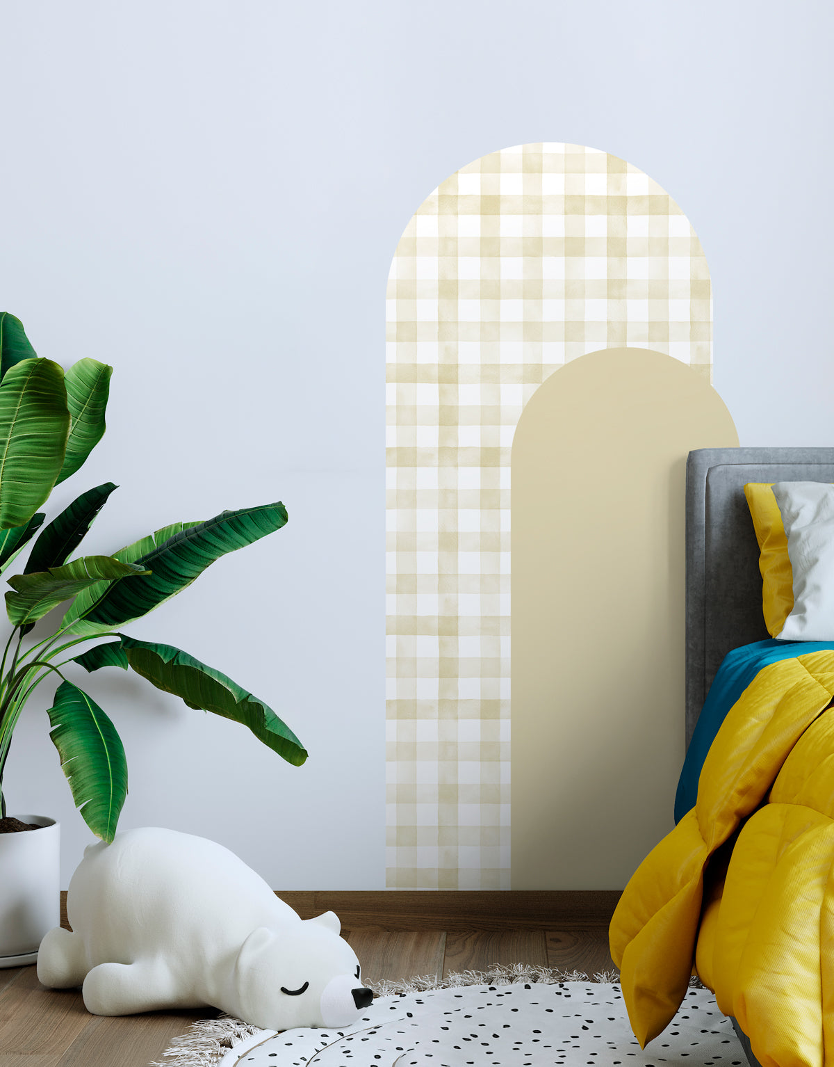 Adesivo de Parede Arco Xadrez Vichy Amarelo