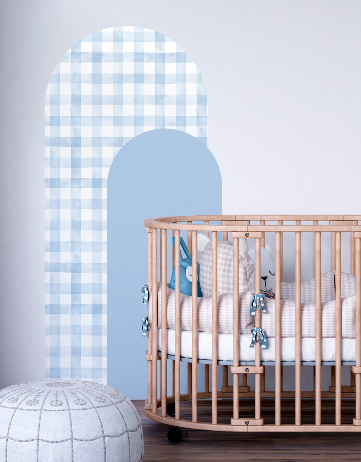 Adesivo de Parede Arco Xadrez Vichy Azul