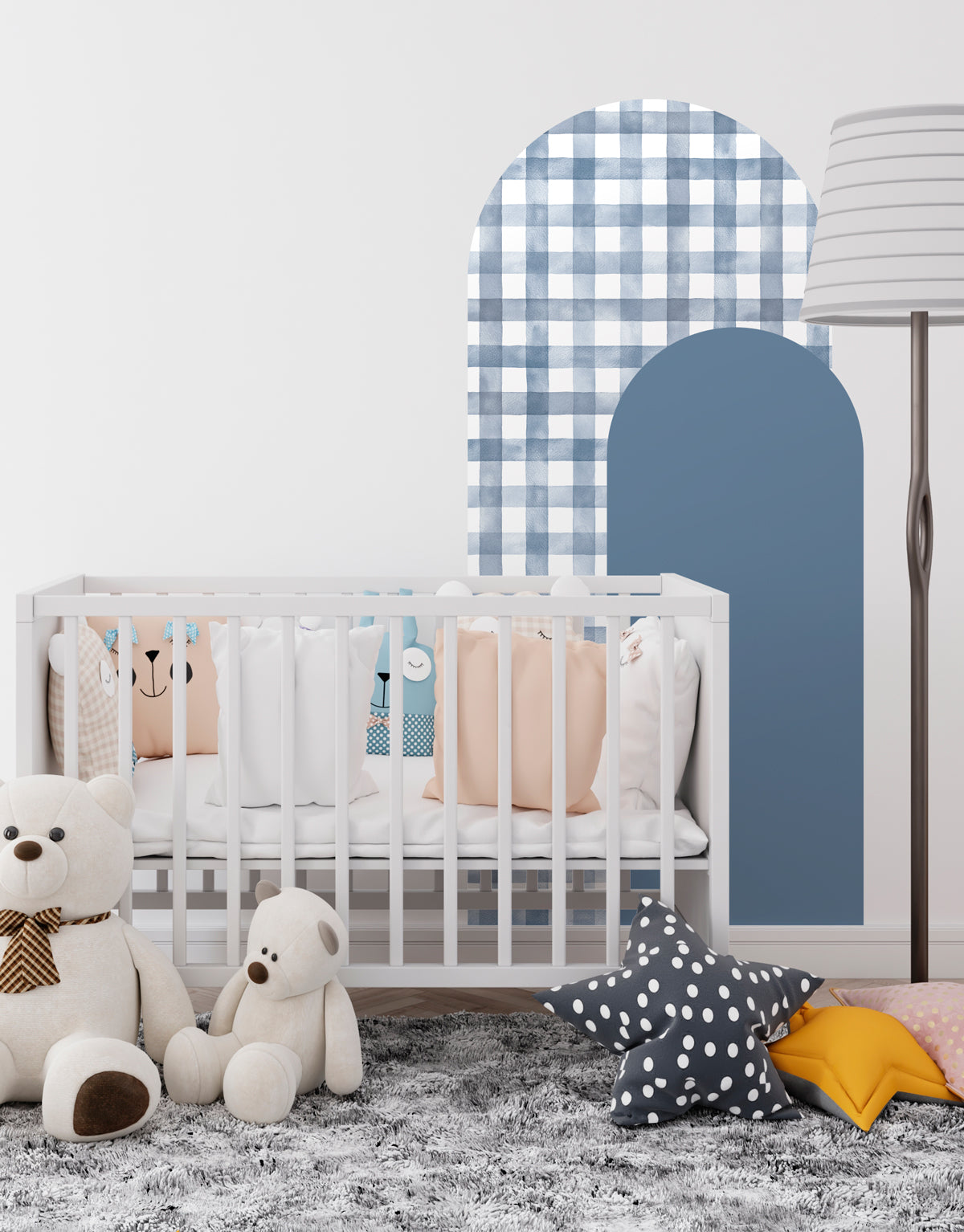 Adesivo de Parede Arco Xadrez Vichy Azul Marinho