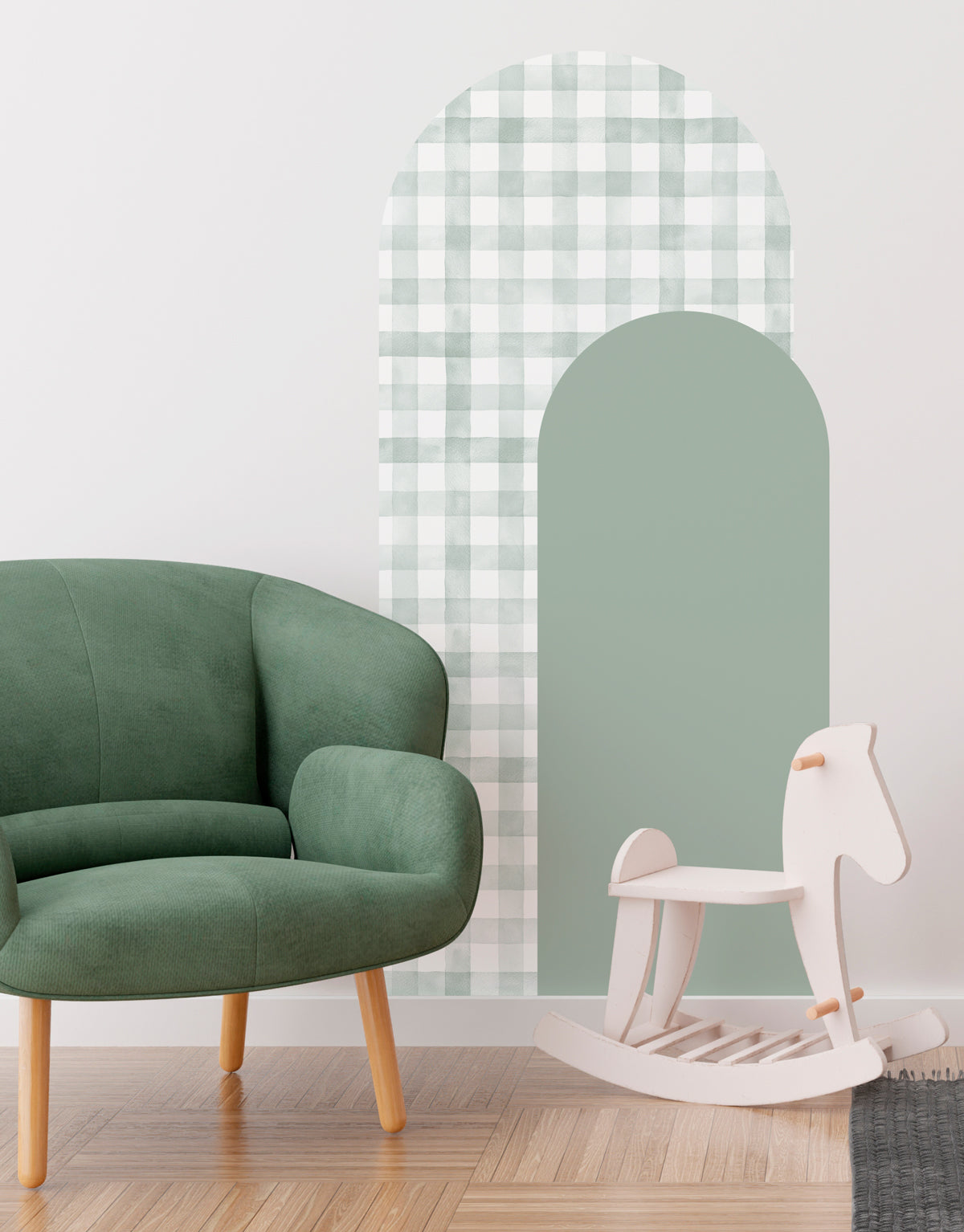 Adesivo de Parede Arco Xadrez Vichy Menta