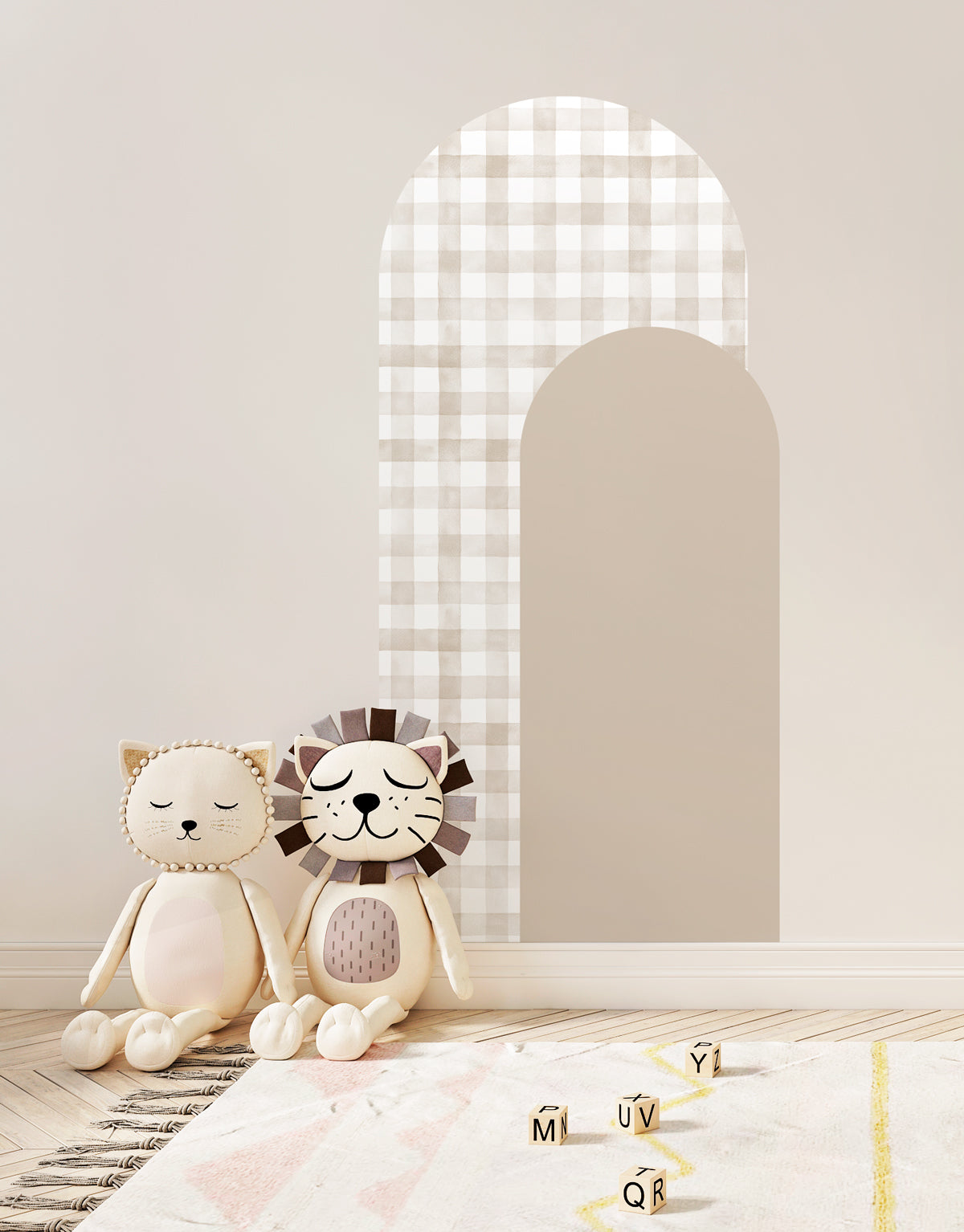 Adesivo de Parede Arco Xadrez Vichy Nude