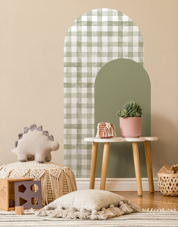 Adesivo de Parede Arco Xadrez Vichy Oliva
