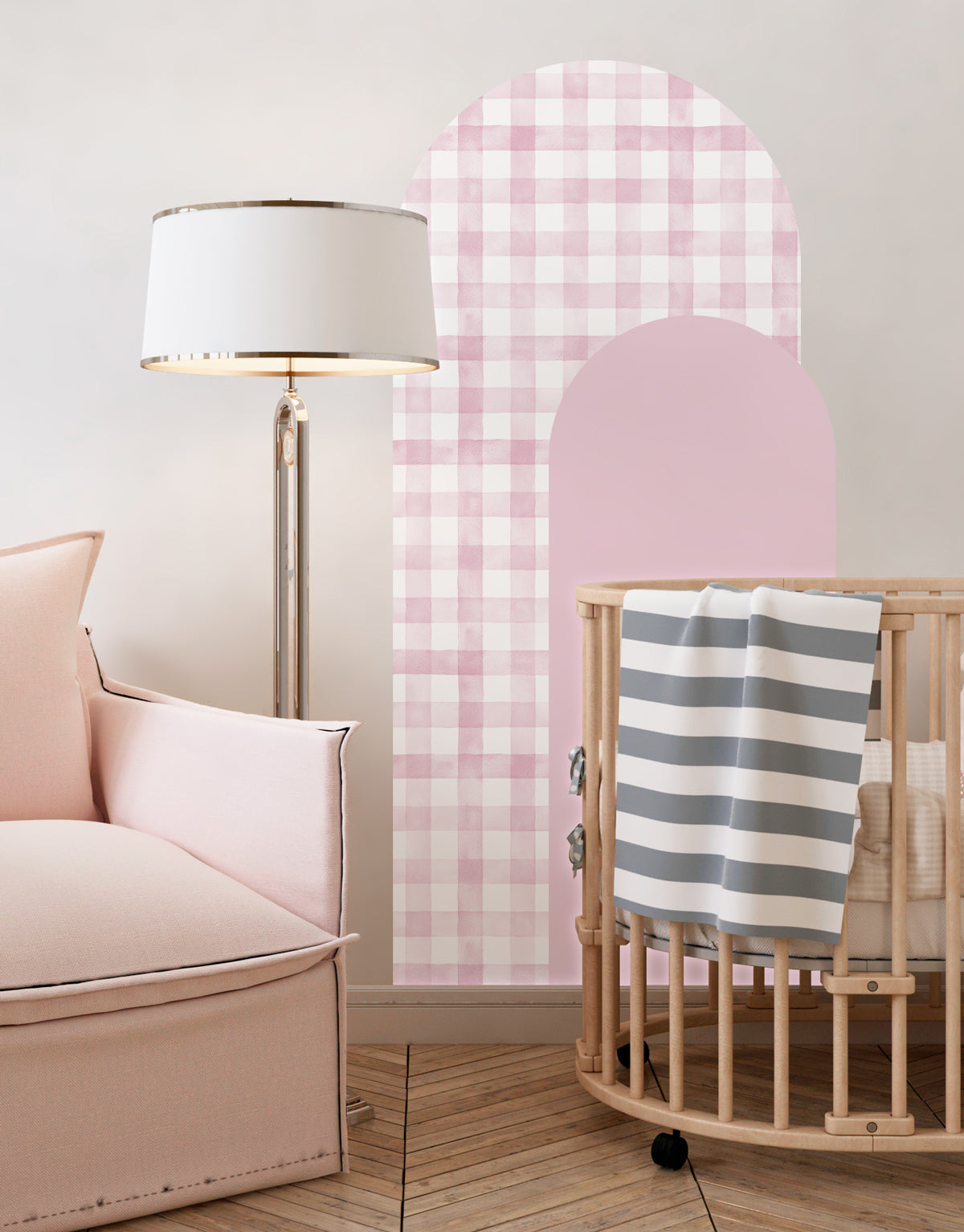 Adesivo de Parede Arco Xadrez Vichy Rosa