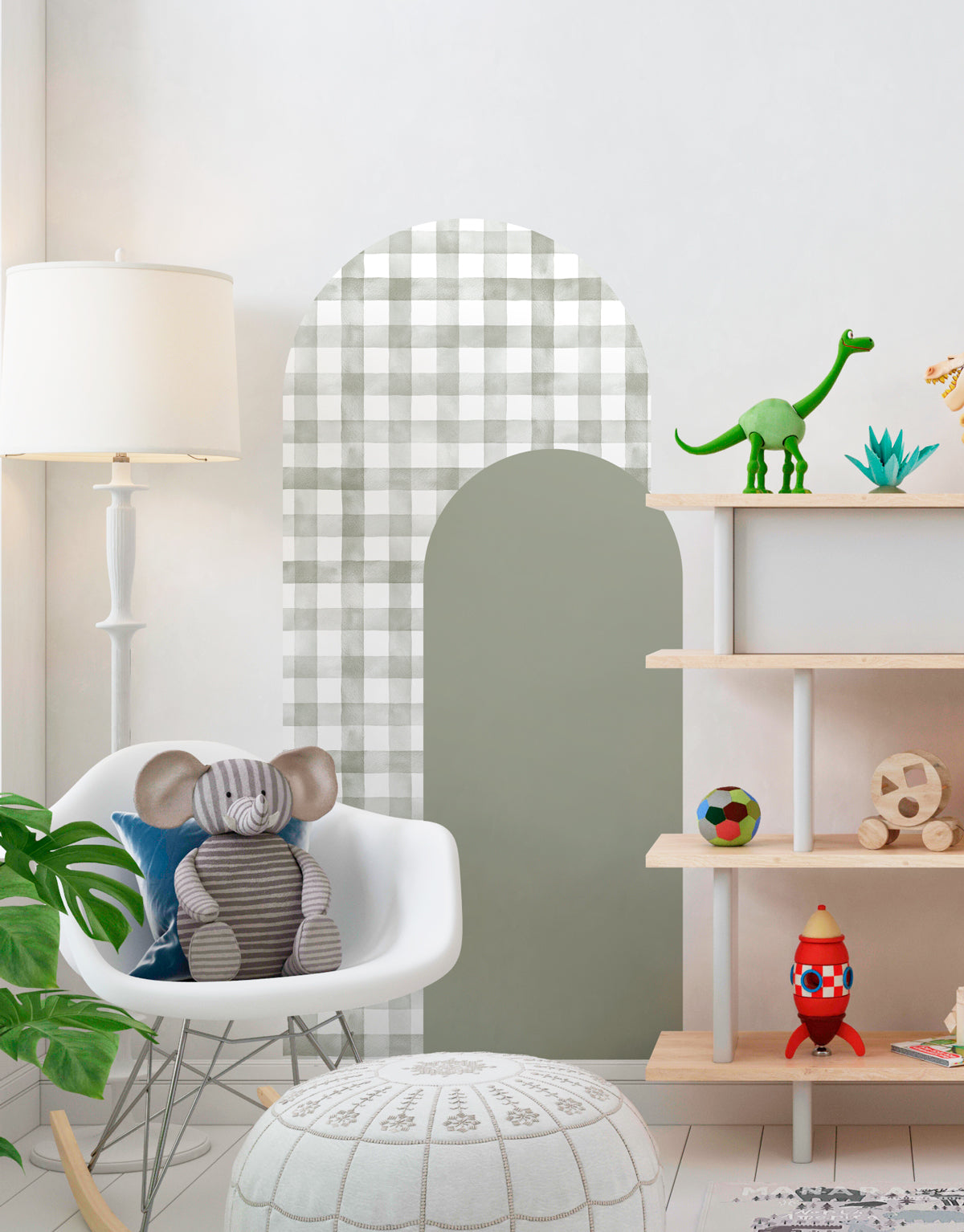 Adesivo de Parede Arco Xadrez Vichy Sálvia