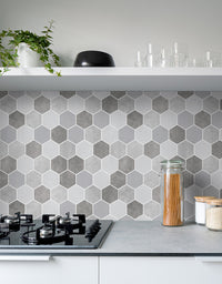 Papel de Parede Adesivo Hexágonos Colmeia Cimento Queimado Com película para áreas úmidas e Molhadas 1,50x0,50