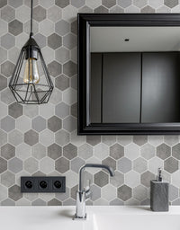 Papel de Parede Adesivo Hexágonos Colmeia Cimento Queimado