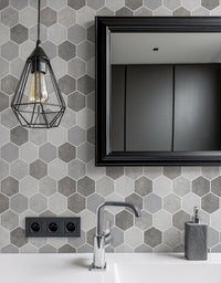 KIT DE 1 ROLOS - 1,50m x 50cm - Papel de Parede Adesivo Hexágonos Colmeia Cimento Queimado